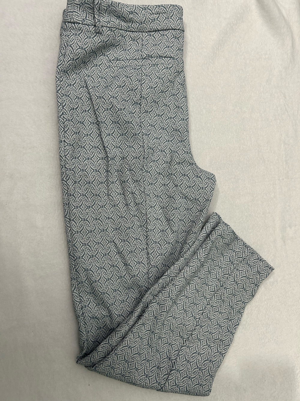Cato Women's Ankle Pants - Light Blue & White Geometric